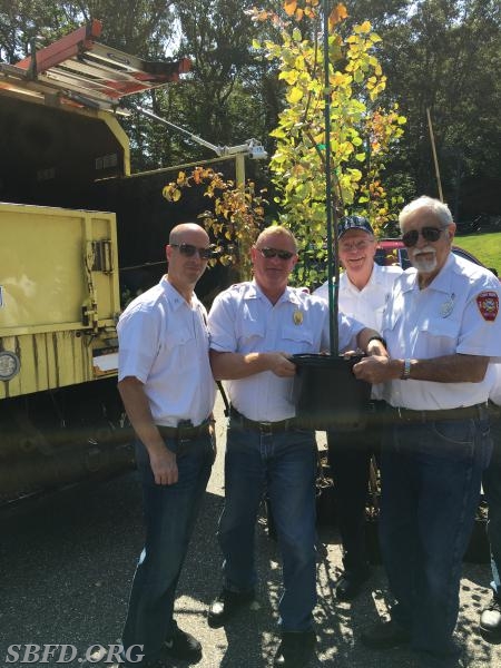 Stony Brook Fire Department receives their tree.