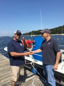 Chief Meringolo (right) hands keys to Lt Hengerly. Ex-Commissoner Callahan in background.